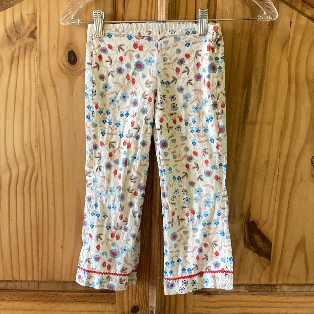 Girls Papo d’ Anjo blue red flower strawberries pants size 3